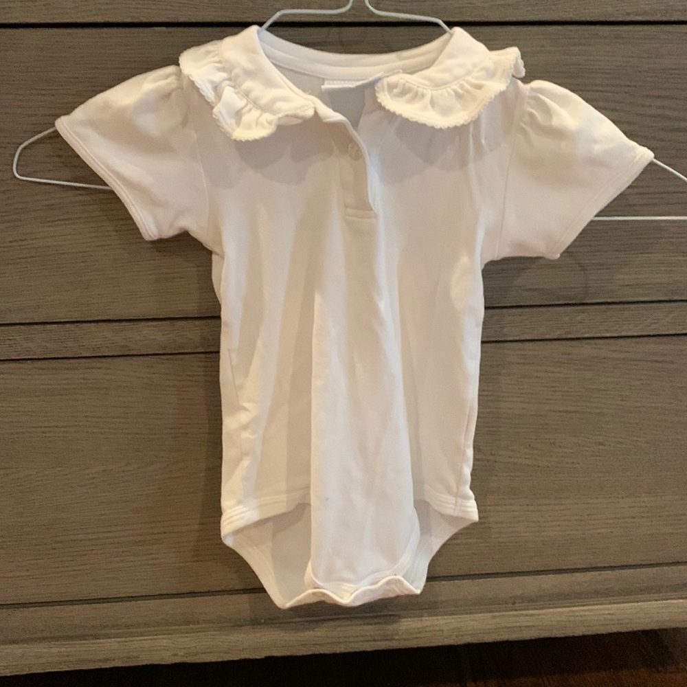 EUC ruffled collar white onesie